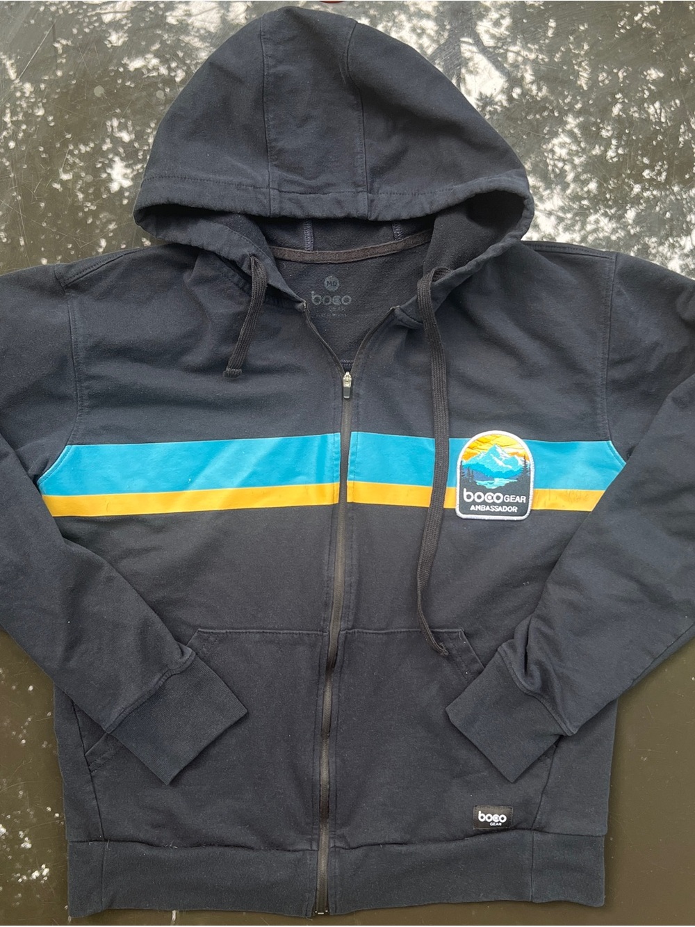 BOCO Gear Men's M Regular Black/Blue/Yellow Colorblock Fleece Full Zip Hoodie